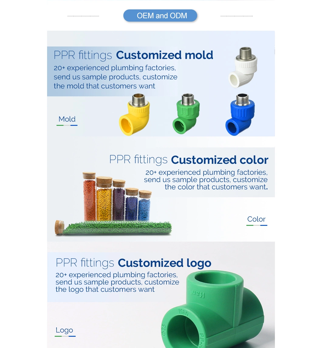 Ifan Free Sample PPR Pipe Fittings Plastic Reducing Tee Elbow High Pressure PPR Pipe Coupling for Water Supply