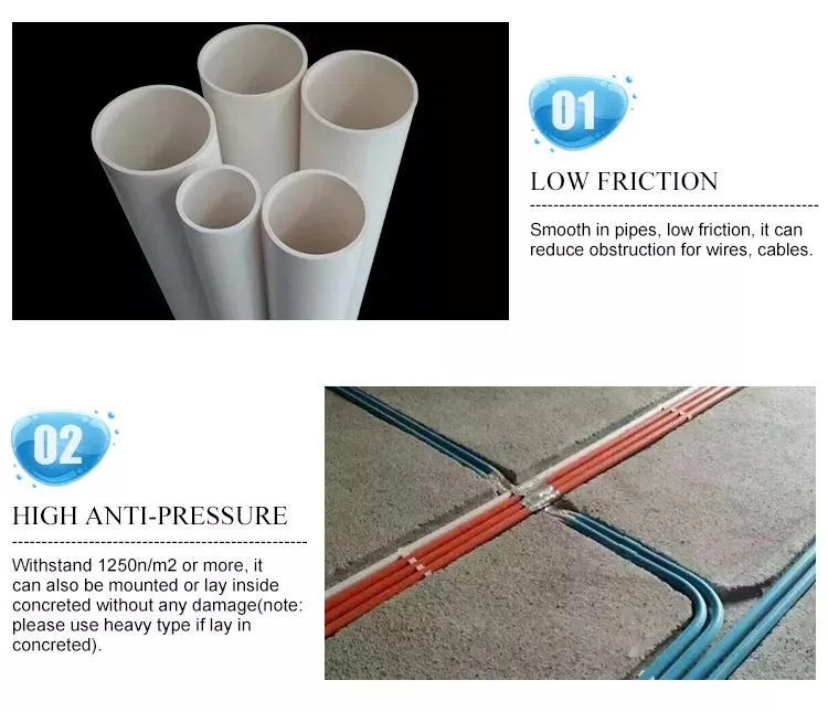 Factory Wholesale 16mm 20mm 25mm 32mm 40mm Thin Wall Electrical Conduit PVC Pipe
